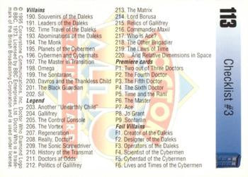 Doctor Who Cornerstone 1995 113 Checklist "Checklist #3"